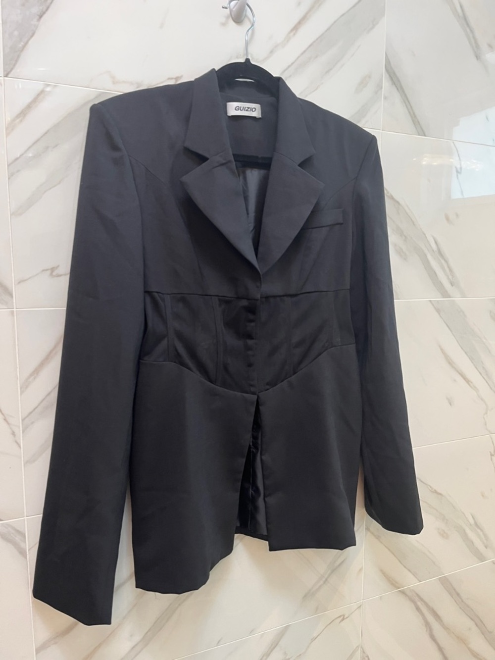 Guizio Black Women's Sheer panel Tailored Blazer Jacket XS